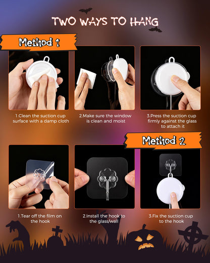 Minetom 3 Pack Halloween Windows Lights - Pumpkin, Ghost, Hat with Timer