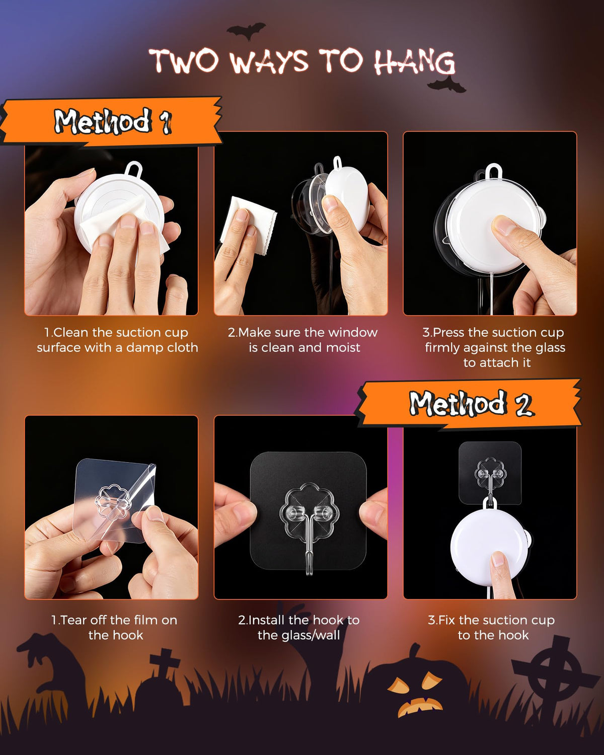 Minetom 3 Pack Halloween Windows Lights - Pumpkin, Ghost, Hat with Timer