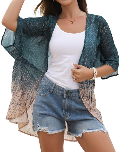 CHICGAL Womens Floral Kimono Cardigan Beach Cover Up Casual Summer Tops