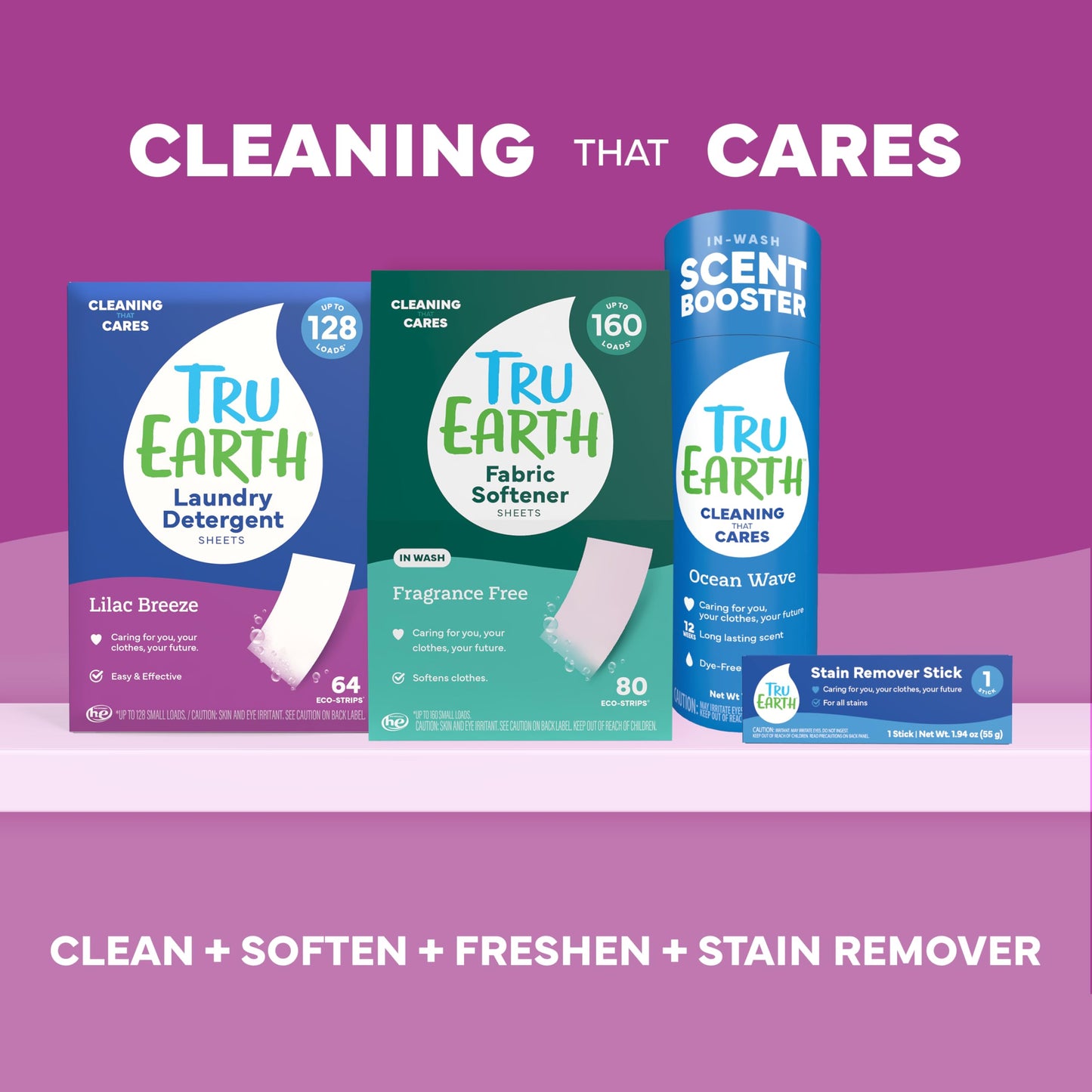 Tru Earth Compact Dry Laundry Detergent - Up to 128 Loads (64 Sheets) - Paraben-Free - Original Eco-Strip Liquidless Detergent, Travel - Fresh Linen | Packaging May Vary