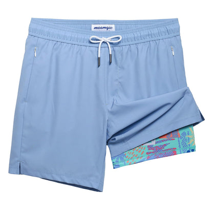 maamgic 2 in 1 Mens Swim Trunks 7 Inch Swim Shorts Swim Suits Board Shorts
