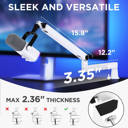 InnoGear Boom Arm Microphone Mic Stand for Blue Yeti Fifine HyperX, Black