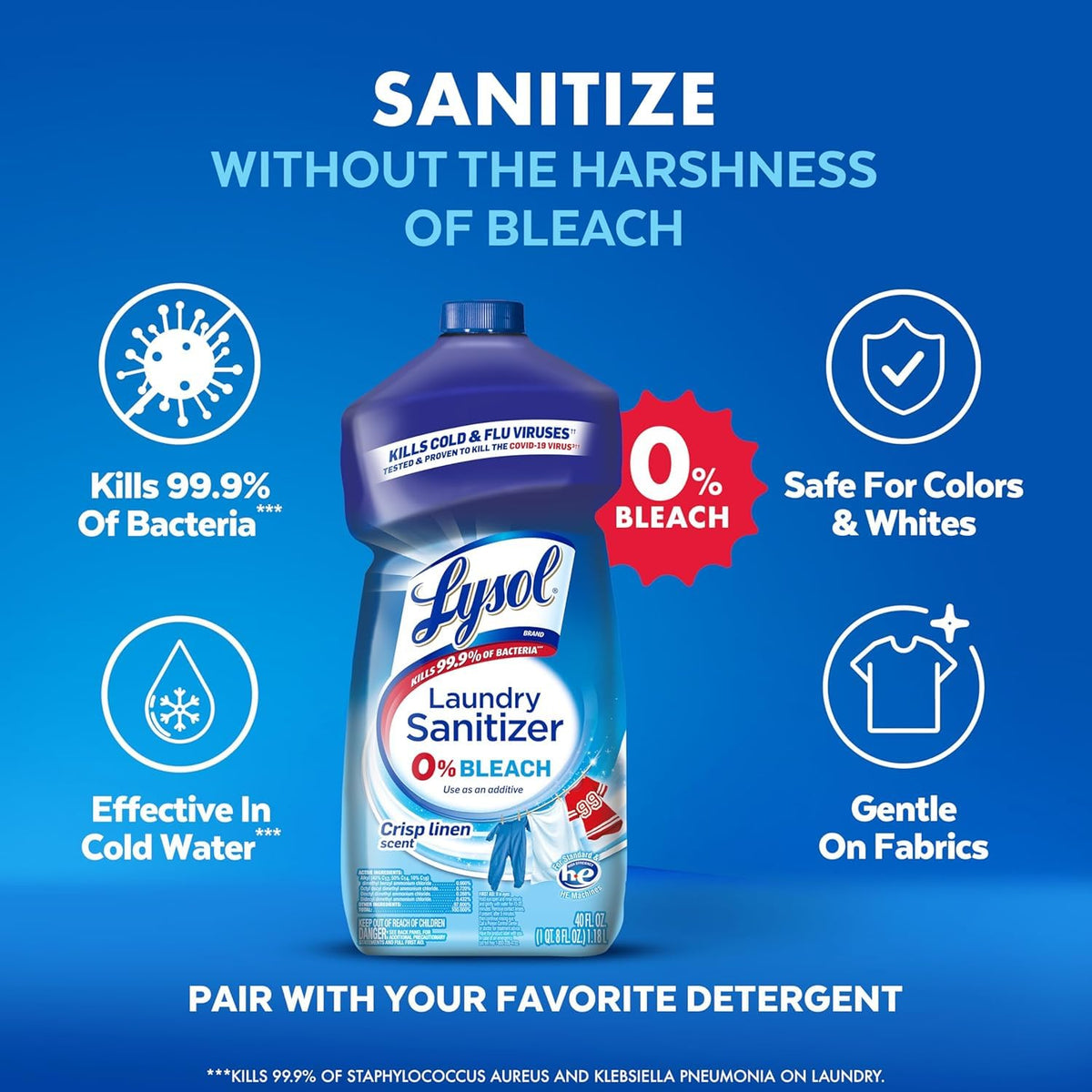 Lysol Laundry Sanitizer Liquid, Detergent Additive, Lavender, 90oz