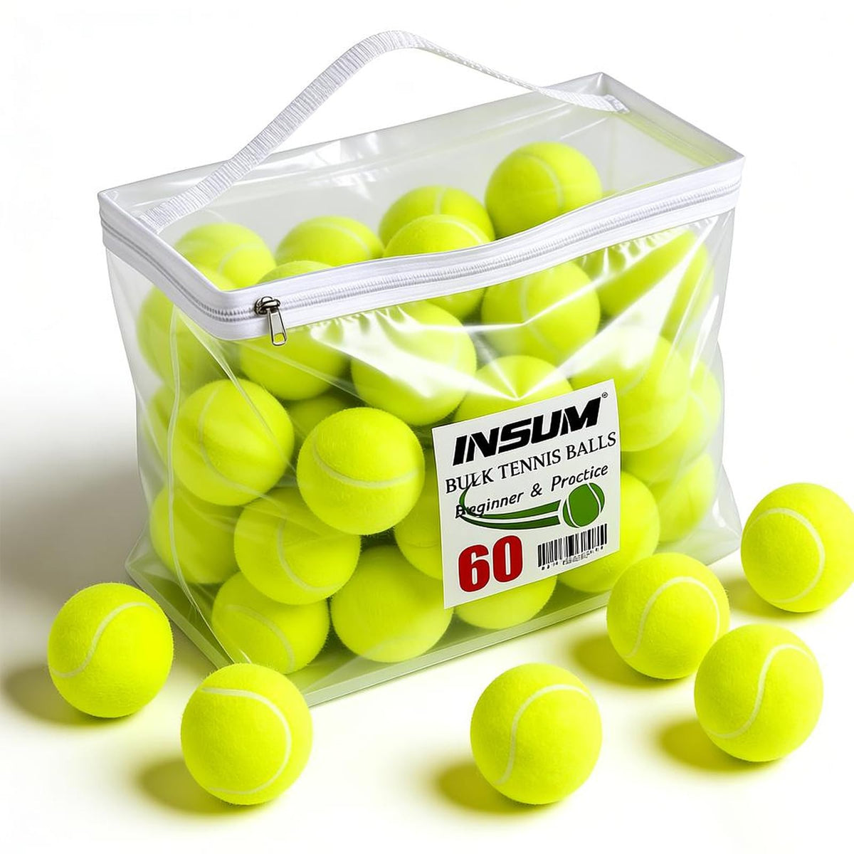 INSUM Tennis Balls, Extra Duty Practice Tennis Balls with Mesh Bag