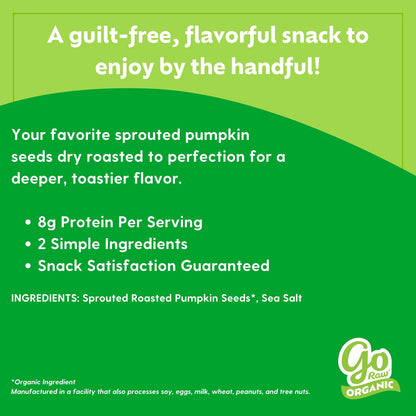 Go Raw Organic Sprouted Pumpkin Seeds - Sea Salted Pepita Snack