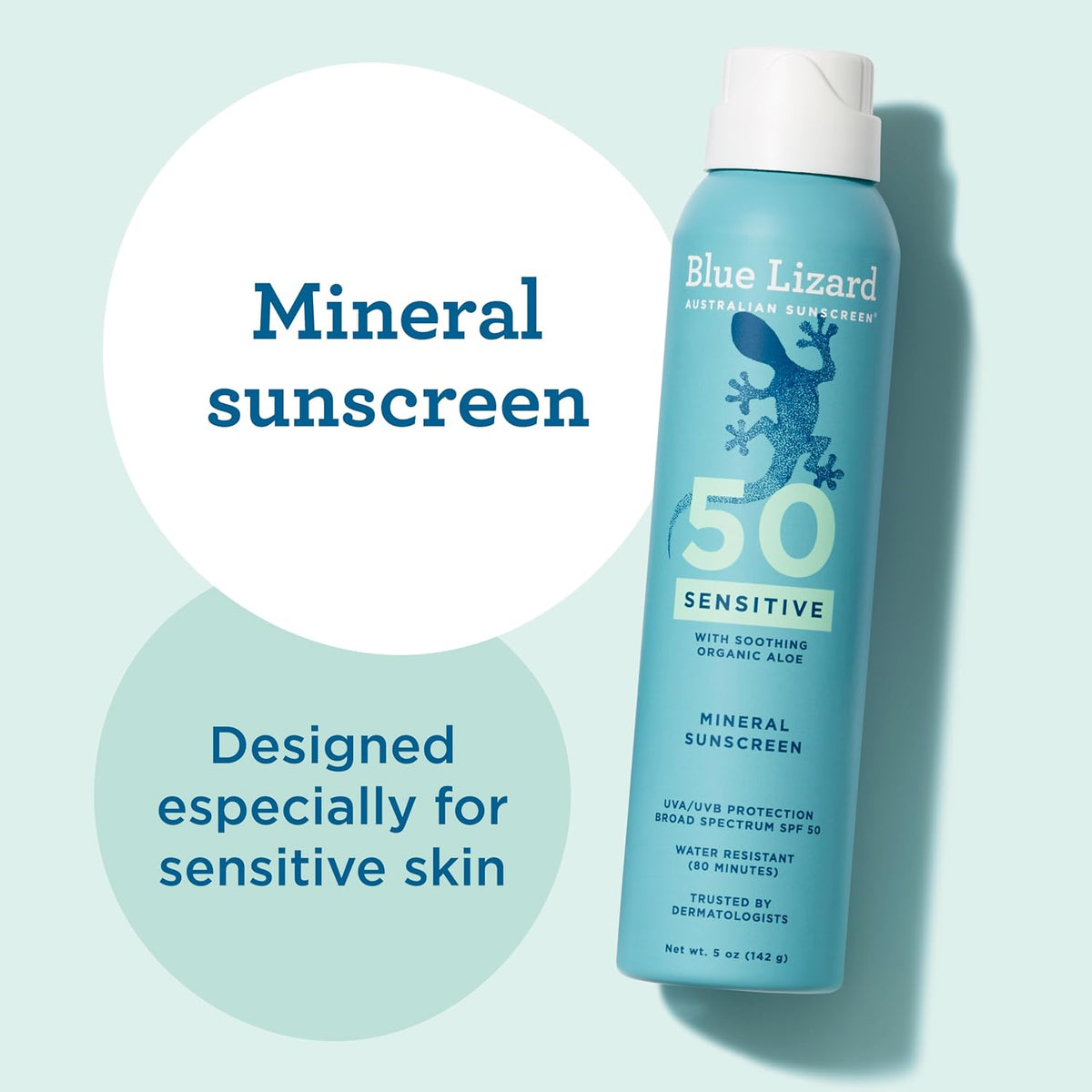 Blue Lizard Sensitive Mineral Sunscreen SPF 50 Sunscreen Lotion, 5 fl oz