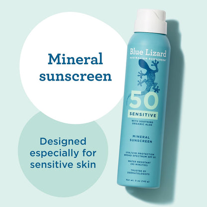 Blue Lizard Sensitive Mineral Sunscreen SPF 50 Sunscreen Lotion, 5 fl oz