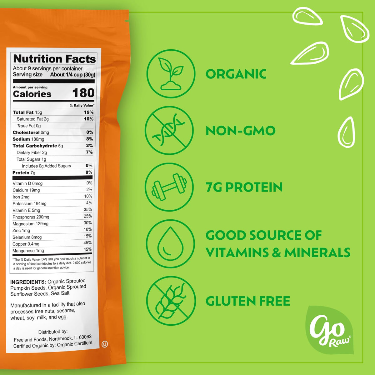 Go Raw Organic Sprouted Pumpkin Seeds - Sea Salted Pepita Snack