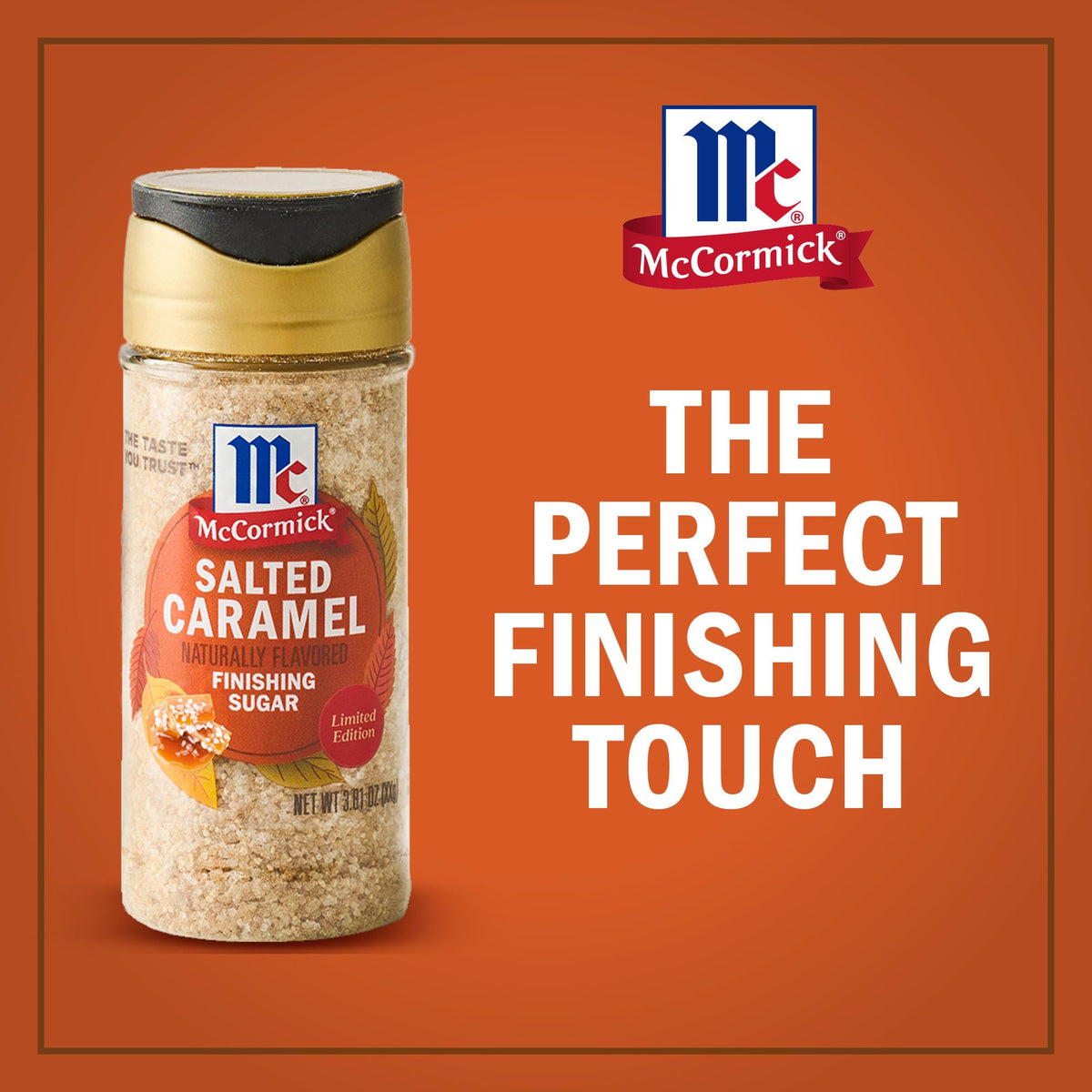 McCormick Finishing Sugar, Pumpkin Spice, Limited Edition, Sweet Blend of Warm Pumpkin Spices, The Perfect Finish for Cookies, Muffins, Pancakes, Bread, and More, 3.66 oz