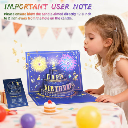 MZD8391 Pop Up Birthday Card with Music, Light, Firework For Men Women