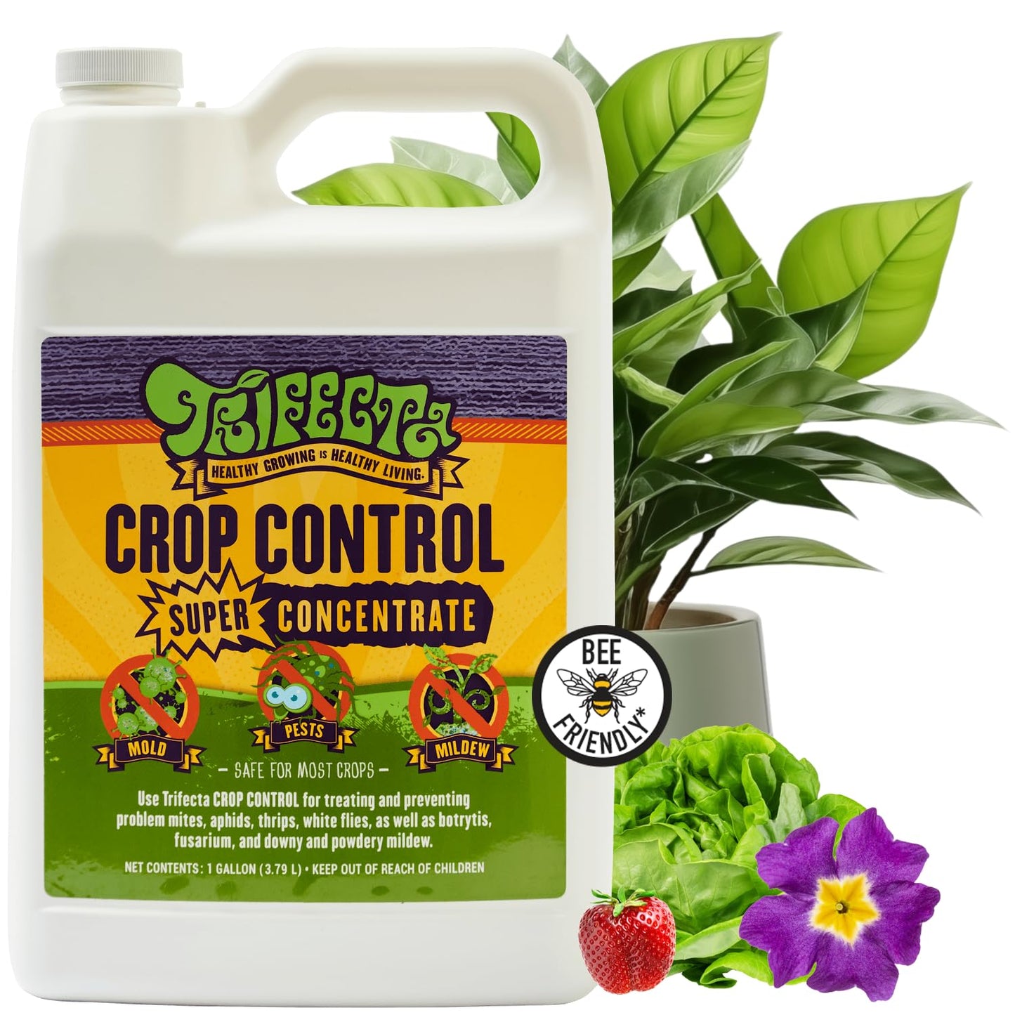 Trifecta Crop Control Ready to Use Maximum Strength Natural Pesticide, Fungicide, Miticide, Insecticide, Help Defeat Spider Mites, Powdery Mildew, Botrytis and Mold on Plants 32 OZ Size