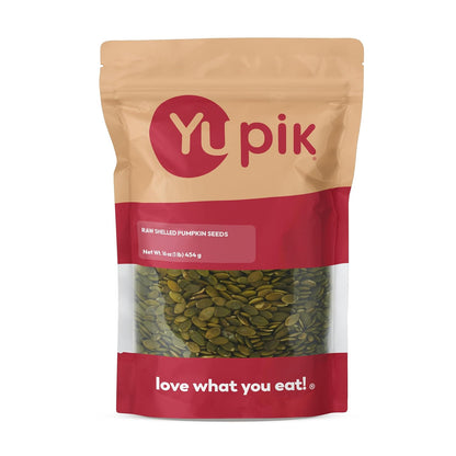 Yupik Raw Pumpkin Seeds, No Shell, 1 lb (16 oz), GMO-Free, Gluten-Free, Kosher, Shelled Pepitas, Salt-Free, Oil-Free, Plant-Based Protein, Source of Fiber, Healthy Snacks, Ideal for Baking & Topping