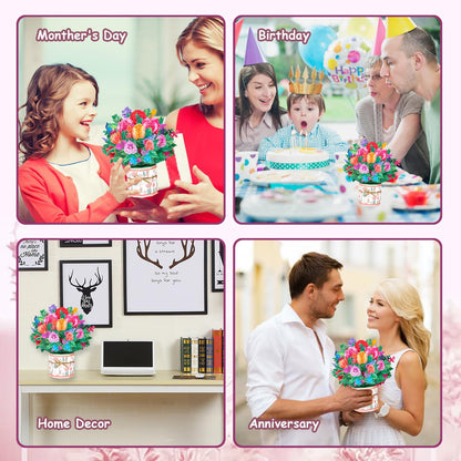 ROBBEAR Funny Happy Birthday Pop Up Card, Sweet 3D Birthday Gift Box for Adults and Kids with Envelopes, Unique Handmade Foldable Celebration Cards for Daughter, Son, Mom, Dad, Friend
