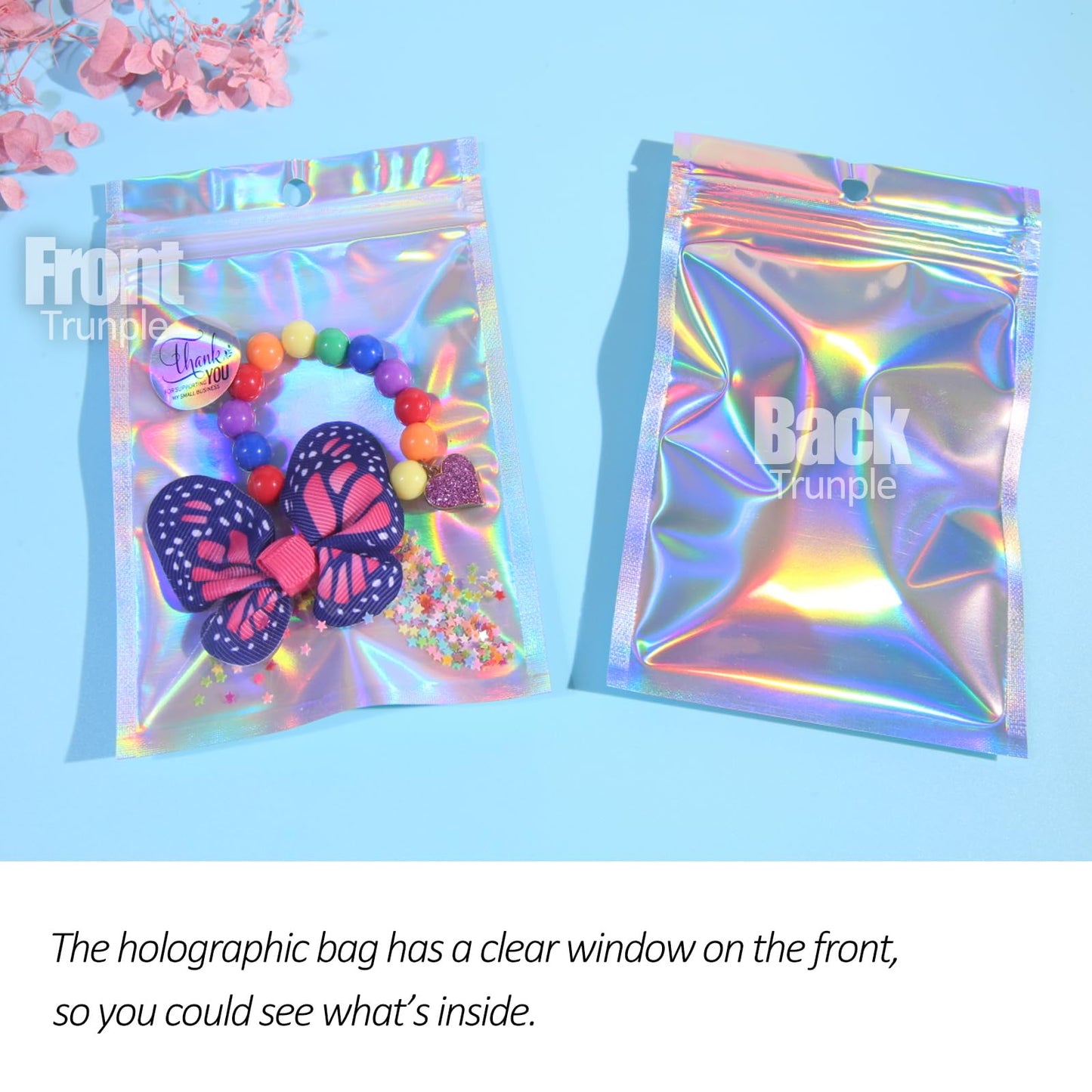 Smell Proof Bags & Resealable Foil Pouch Mylar Sample Bag Great for Party Favor Food Storage (Holographic Color) (50pcs-6x9 inch)