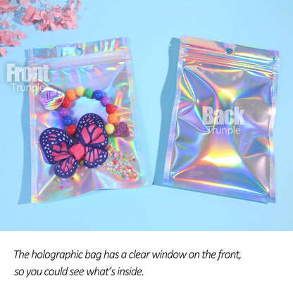 Smell Proof Bags & Resealable Foil Pouch Mylar Sample Bag Great for Party Favor Food Storage (Holographic Color) (50pcs-6x9 inch)