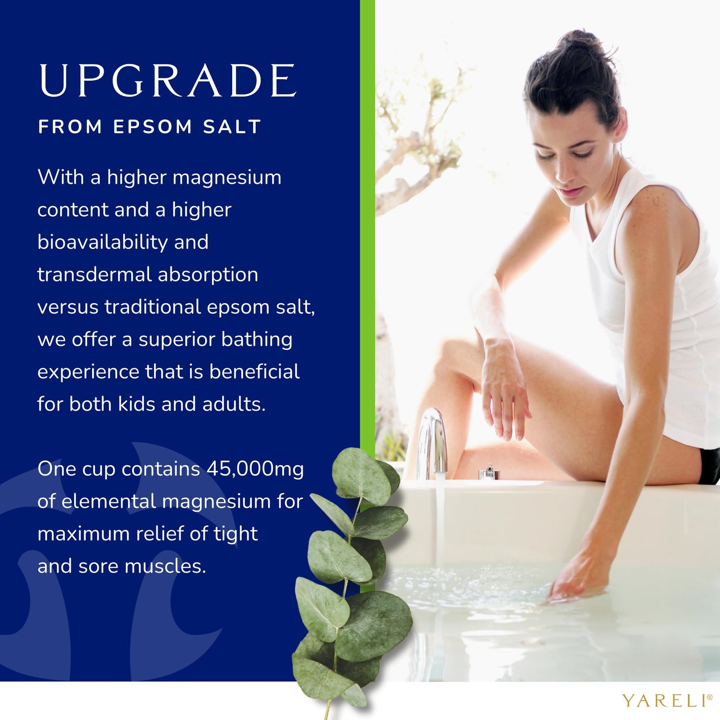 Dead Sea Bath & Foot Soak, Eucalyptus Magnesium Bath Salt Flakes, Alternative to Epsom Salt, 5lbs with Over 250,000mg of Elemental Magnesium Per Bag