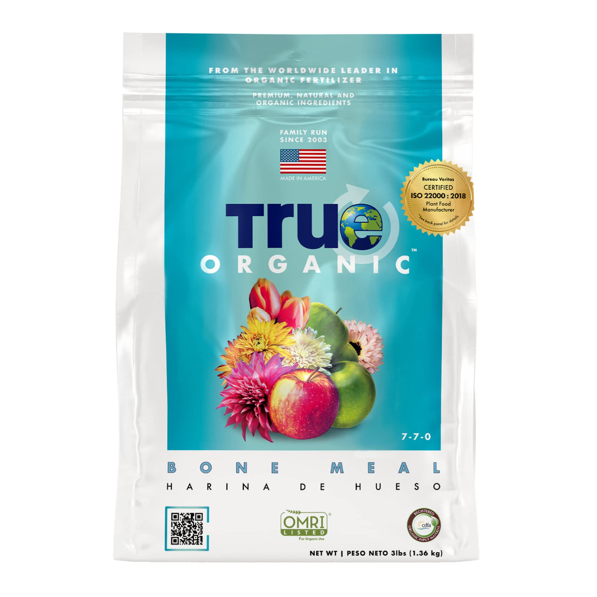 True Organic Blood Meal – High-Nitrogen Organic Fertilizer for Rapid Vegetative Growth – 3lb Bag Covers 104 Sq. Ft.