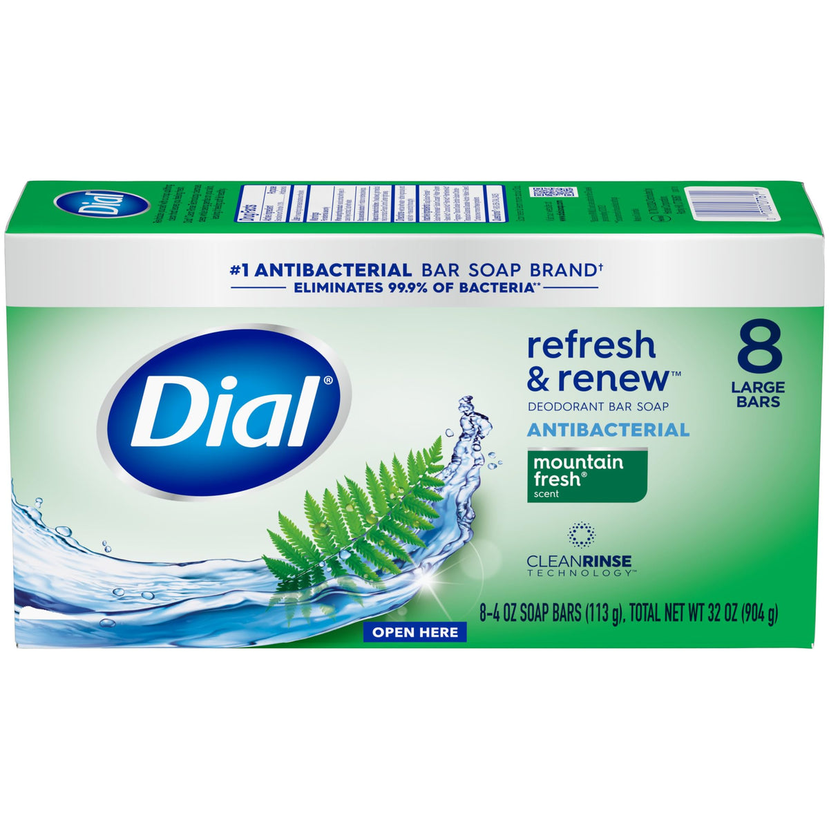 Dial Antibacterial Bar Soap, Calm & Soothe Lavender & Jasmine Deodorant Bar, 4oz (8 Bars)