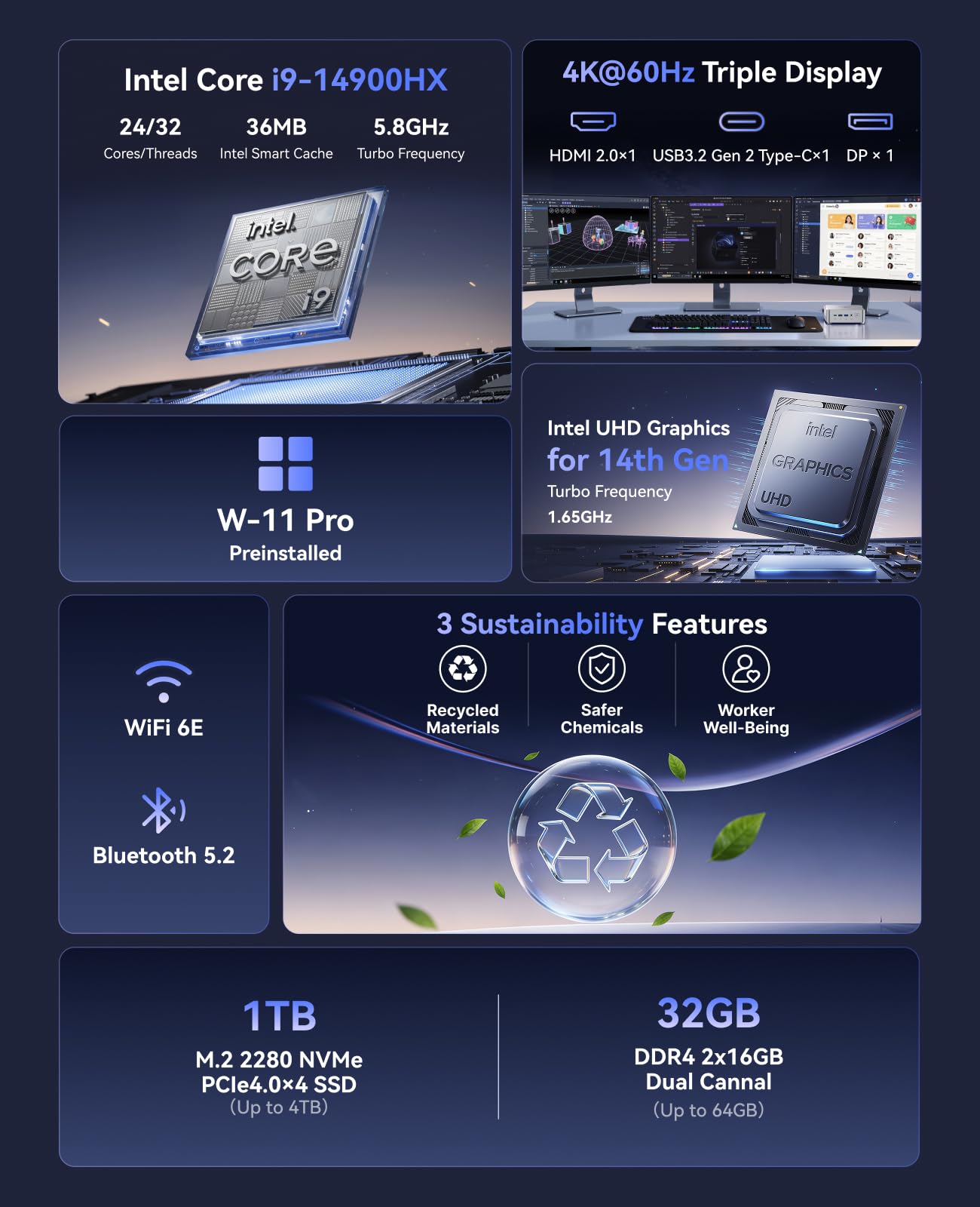 KAMRUI Pinova P2 Mini Gaming PC, Core i5-12600H(Beats 1185G7/12450H), 16GB DDR4 512GB SSD Mini PC, 12C/16T,4.5GHz, Triple 4K Display(DP+HDMI+USB-C)/WiFi6/BT5.2 Mini Computers for Home/Office/Business