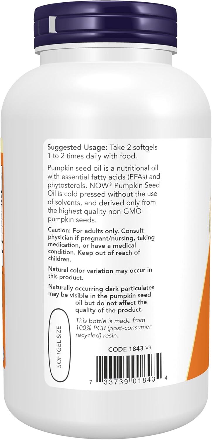 NOW Supplements, Pumpkin Seed Oil 1000 mg, Cold Pressed, 200 Softgels