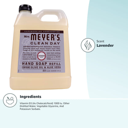 Mrs. Meyer's Clean Day, Hand Soap Refill, Lavender Scent, 33 Fl Oz