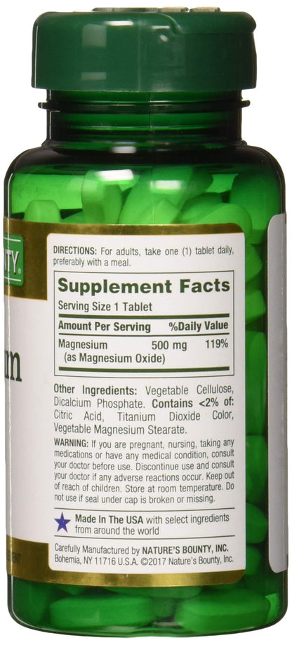 Nature's Bounty Magnesium, Bone and Muscle Health, Whole Body Support, Tablets, 500 Mg, 200 Ct