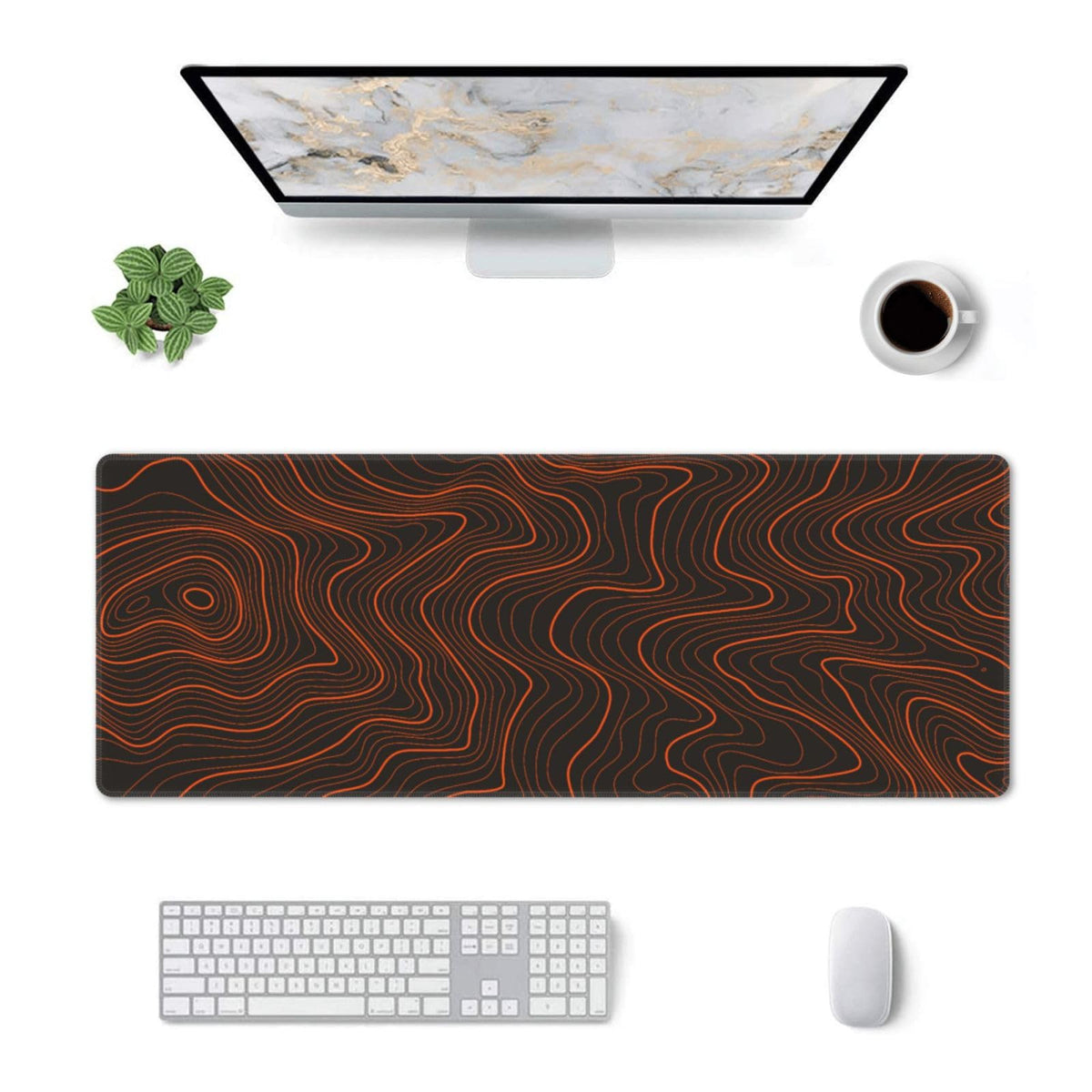 Gaming Mouse Pad, Large Black and Green Line Topographic Mousepad Laptop, Extended Mouse Mat, Long XL Waterproof Keyboard Pads, Big Non-Slip Mousepads for Game Office Home, 31.5 x 11.8 in