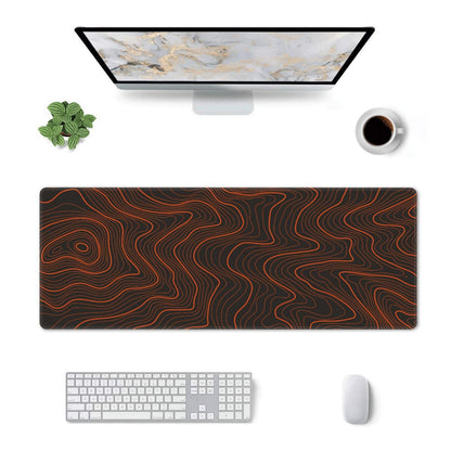 Gaming Mouse Pad, Large Black and Green Line Topographic Mousepad Laptop, Extended Mouse Mat, Long XL Waterproof Keyboard Pads, Big Non-Slip Mousepads for Game Office Home, 31.5 x 11.8 in