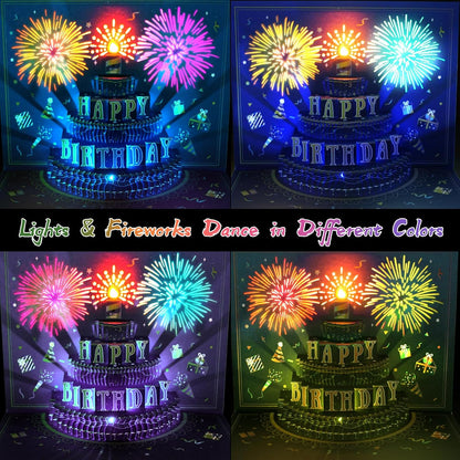 MZD8391 Pop Up Birthday Card with Music, Light, Firework For Men Women
