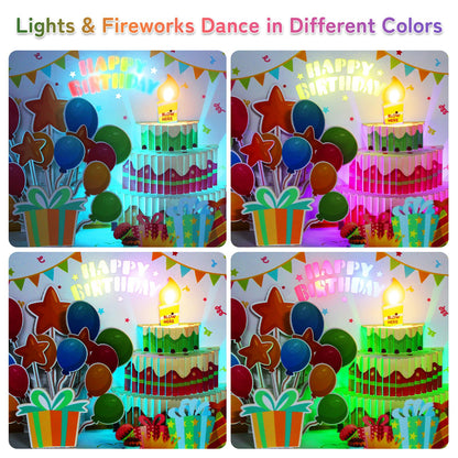 MZD8391 Pop Up Birthday Card with Music, Light, Firework For Men Women