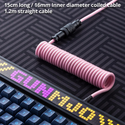 GUNMJO Pro Custom Coiled USB C Cable for Gaming Keyboard, Double-Sleeved Mechanical Keyboard Cable with Detachable Metal Aviator, 1.5M USB-C to USB-A, Carbon Black Color