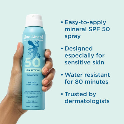 Blue Lizard Sensitive Mineral Sunscreen SPF 50 Sunscreen Lotion, 5 fl oz