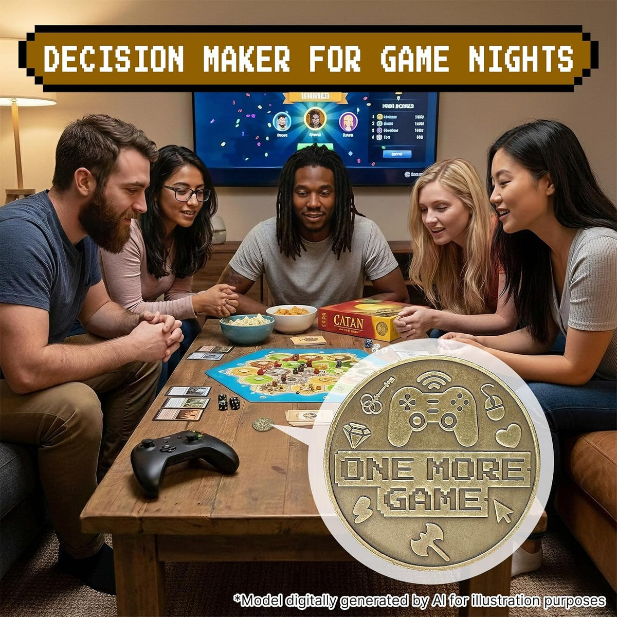One More Game or Go to Sleep Gamer Decision Coin, Gifts for Gamer Boyfriend, Husband, Men, Gaming Accessories for Men, Game Gifts for Christmas, Valentine's Day, His Birthday