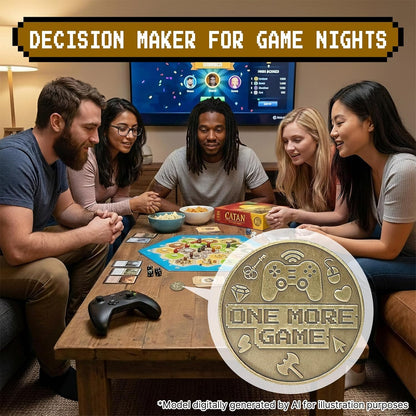 One More Game or Go to Sleep Gamer Decision Coin, Gifts for Gamer Boyfriend, Husband, Men, Gaming Accessories for Men, Game Gifts for Christmas, Valentine's Day, His Birthday