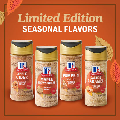 McCormick Finishing Sugar, Pumpkin Spice, Limited Edition, Sweet Blend of Warm Pumpkin Spices, The Perfect Finish for Cookies, Muffins, Pancakes, Bread, and More, 3.66 oz