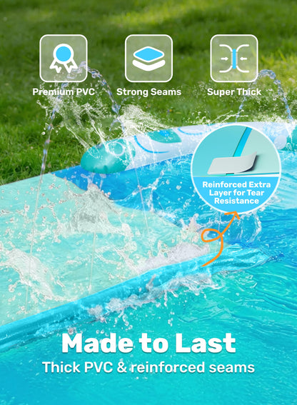 JOYIN 22.5ft Water Slides and 2 Bodyboards, Lawn Water Slide Summer Slip Waterslides Water Toy with Build in Sprinkler for Backyard Outdoor Water Fun for Kids