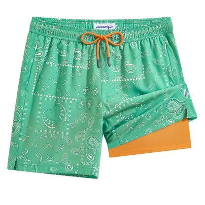 maamgic 2 in 1 Mens Swim Trunks 7 Inch Swim Shorts Swim Suits Board Shorts