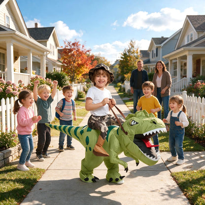 One Casa Inflatable Dinosaur Costume for Kids,Blow Up Halloween T Rex Suit