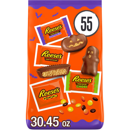 Reese's Assorted Peanut Butter Halloween Candy Pumpkin Bowl, 110 ct