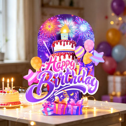MZD8391 Pop Up Birthday Card with Music, Light, Firework For Men Women