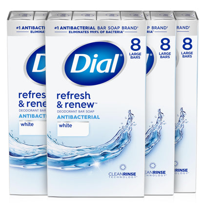 Dial Antibacterial Bar Soap, Calm & Soothe Lavender & Jasmine Deodorant Bar, 4oz (8 Bars)