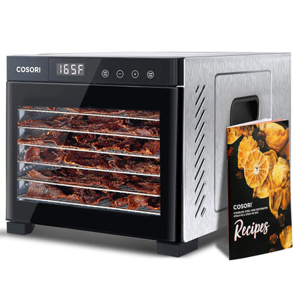 COSORI Food Dehydrator, Bigger Than 7 Trays With Large 6.5" Drying Space, 600W Power Saves More Time Than 480W, 165°F Dehydrated Dryer for Jerky, Dog Treats, Herbs, Meat, Fruit, and Yogurt, Silver