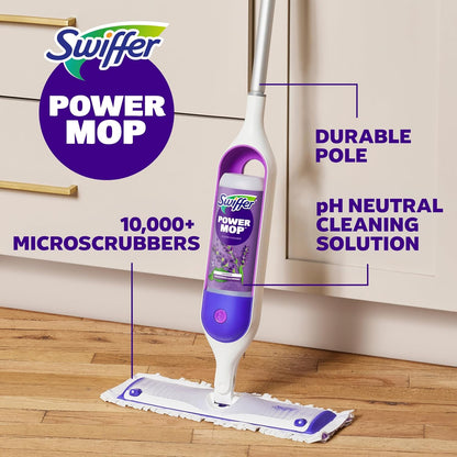 Swiffer Power Mop Refill Solution, Floor Cleaner for Mopping Tile, Vinyl, Laminate, Wood in Home, Bathroom, Kitchen, All Purpose Multi-Surface Solution for Floor Cleaning, Lavender Scent, 50.6oz