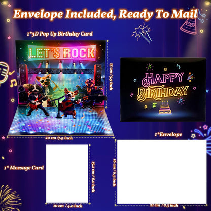 MZD8391 Pop Up Birthday Card with Music, Light, Firework For Men Women