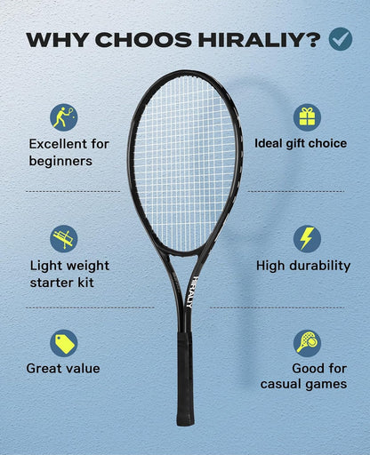 HIRALIY 27-Inch Tennis Racket for Adults with Ball and Carry Bag