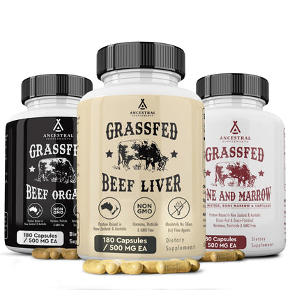 Ancestral Supplements Grass Fed Beef Liver 180 Capsules, Supports Energy Production, Detoxification, Digestion, Immunity and Full Body Wellness, Non-GMO, Freeze Dried Liver Health Supplement