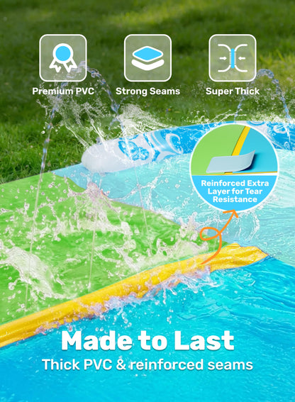 JOYIN 22.5ft Water Slides and 2 Bodyboards, Lawn Water Slide Summer Slip Waterslides Water Toy with Build in Sprinkler for Backyard Outdoor Water Fun for Kids