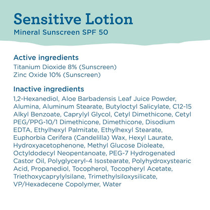 Blue Lizard Sensitive Mineral Sunscreen SPF 50 Sunscreen Lotion, 5 fl oz