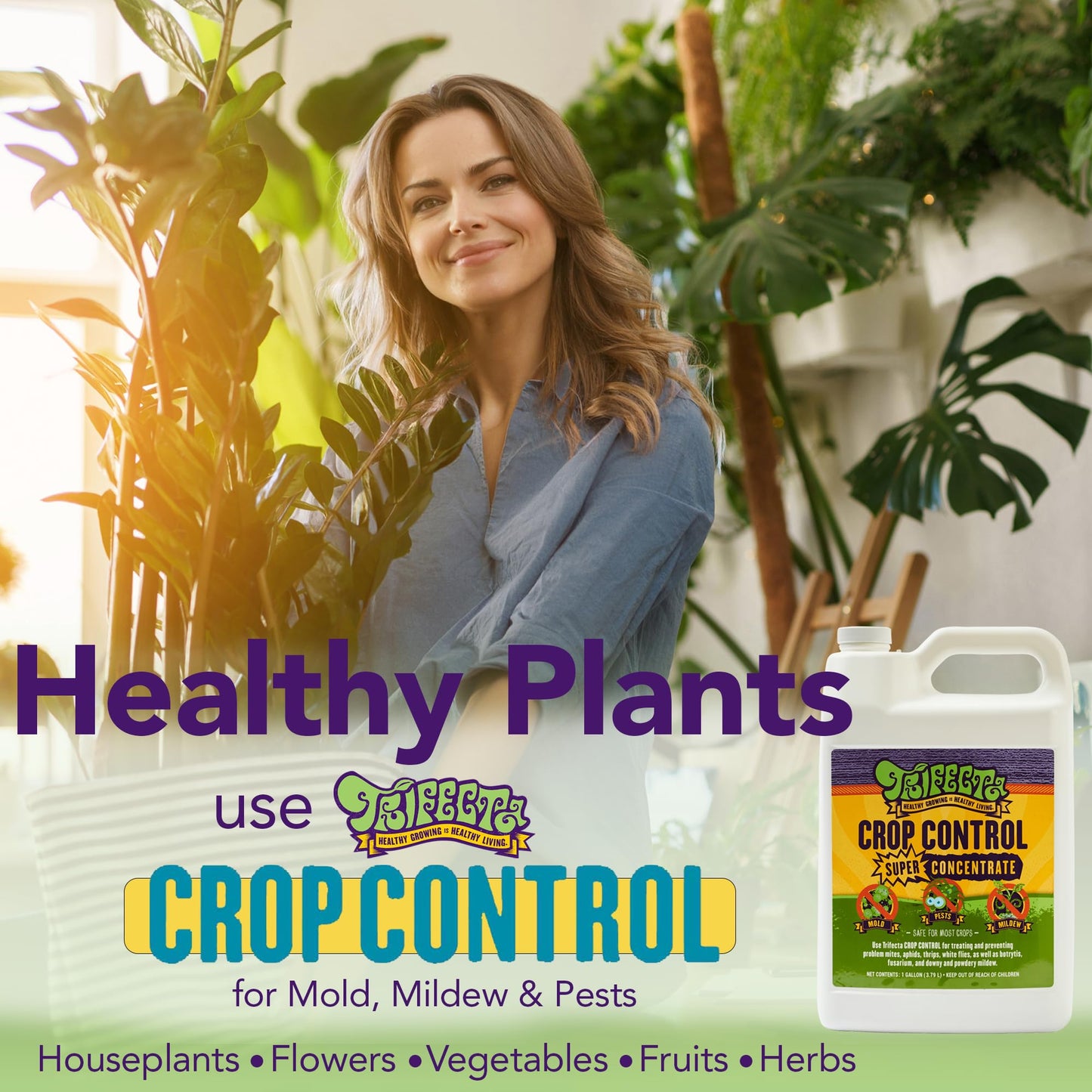 Trifecta Crop Control Ready to Use Maximum Strength Natural Pesticide, Fungicide, Miticide, Insecticide, Help Defeat Spider Mites, Powdery Mildew, Botrytis and Mold on Plants 32 OZ Size