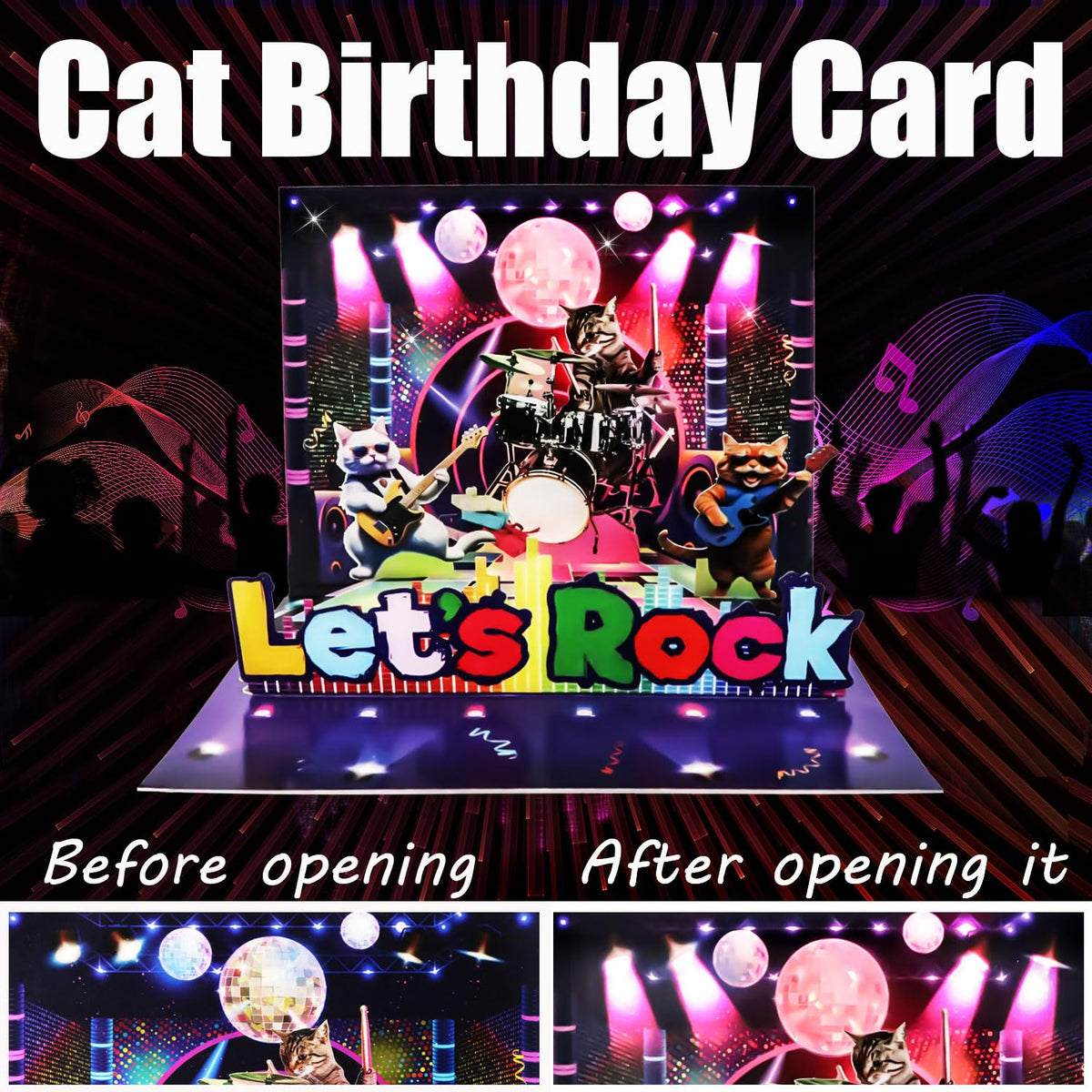 Pop Up Birthday Cards for Men, LED Light & Music Blow The Candle